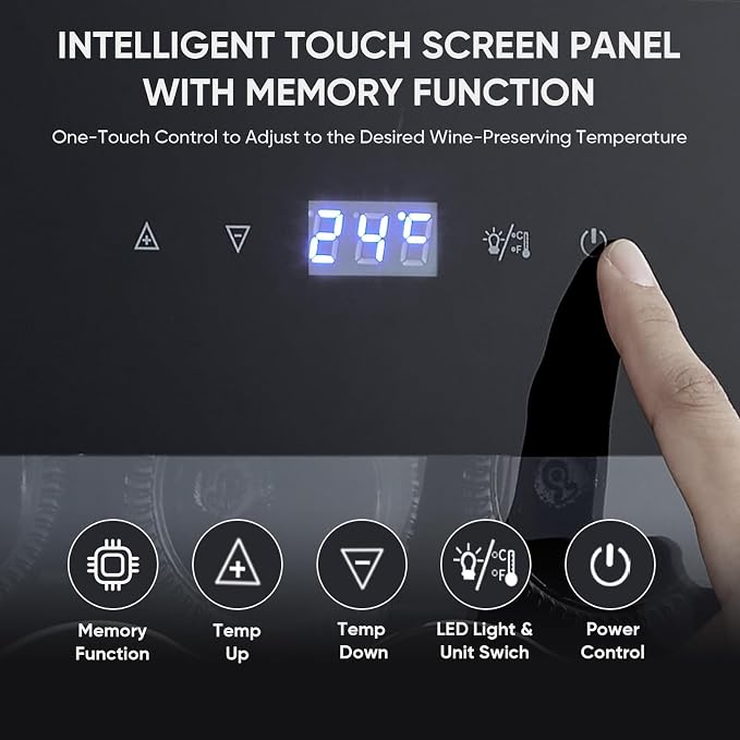 Mini Wine Fridge-Black, 18 Bottles Low Noise Compressor Wine Cooler, Freestanding Wine Cellar with Glass Door and Digital Temperature Control, 14 Inch Wine Refrigerator for Bar, Home & Office - Image 4
