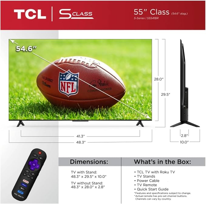 TCL 55S41BR 55" Class S4 4K Ultra HD HDR LED Smart TV (Renewed) - Image 10