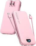 Portable Charger, 10000mAh PD20W Fast Charging Power Bank with Built-in Cables & Wall Plug, External Battery Pack with LED Display, Travel Essentials Battery Bank for iPhone, iPad, Samsung Fairy Pink by CITICR
