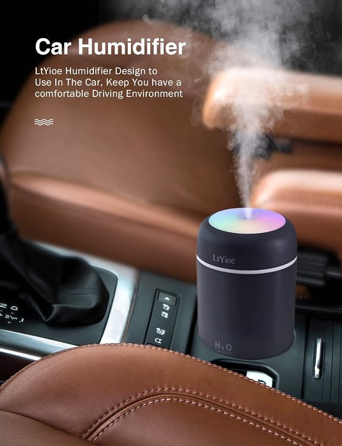 Colorful Cool Mini Humidifier, USB Personal Desktop Humidifier for Car, Office Room, Bedroom,etc. Auto Shut-Off, 2 Mist Modes, Super Quiet. (Navy)(Black) - Image 4