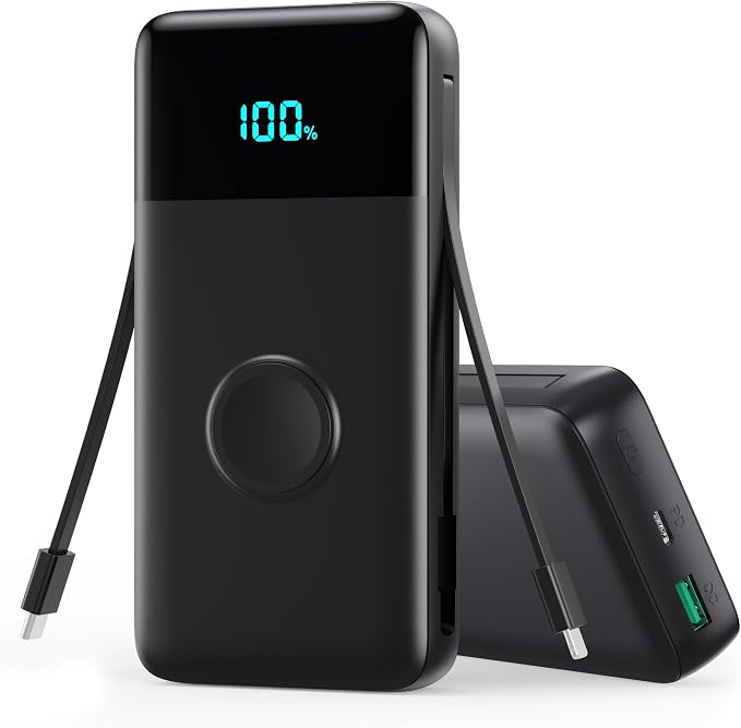 Portable Charger 40800mAh for iPhone with Built-in Cable and iWatch Charger, 25W PD Fast Charging USB C Power Bank,Travel Camping Essentials Battery Pack for iPhone 17/16/15/14/13,Android,Apple Watch by FOCHEW