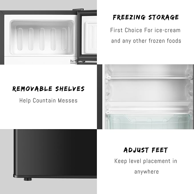 Mini Fridge With Freezer,3.2 Cu.Ft Compact Refrigerator,Mini Refrigerator With 2 Doors For Bedroom,Office,Kitchen,Apartment,Dorm(sliver) - Image 4