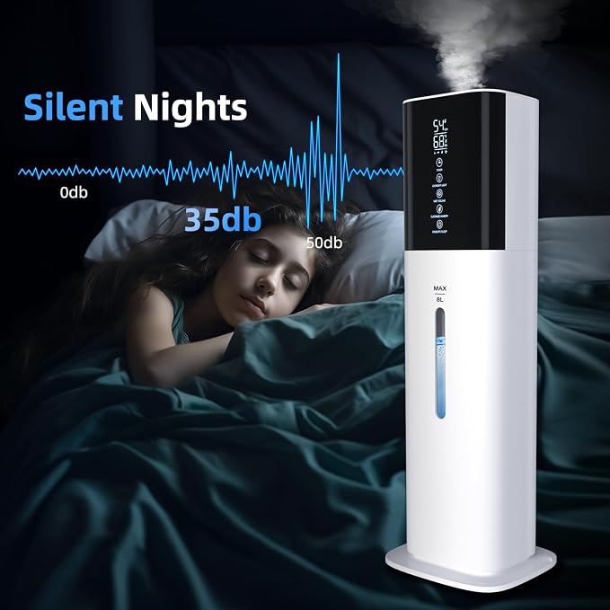 2.11Gal Ultrasonic Cool Mist Humidifier with Timer and Humidistat for Large Rooms - Home, Bedroom, Baby, Adults, Plants - Image 6