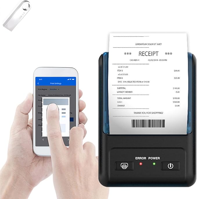NOT for iphone/ipod/tablet/ipad/MAC, 58mm Mini Wireless POS Thermal Printer for by GZGYNADAST