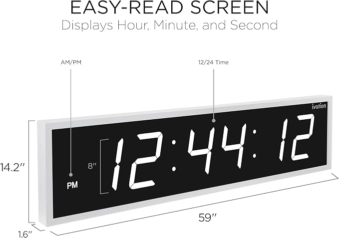 Ivation Huge Oversized 60" Large Digital LED Clock | Big Digital Clock - Image 2