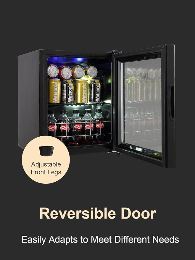 Beverage Refrigerator 75 Can Freestanding Beverage Cooler Black | Adjustable Shelving Glass Door ,for Beer Soda or Wine Perfect for Home Office or Bar - Image 6