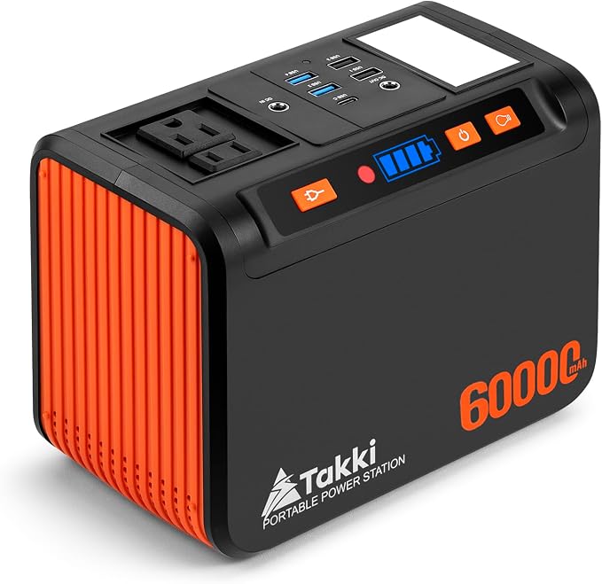 Takki 250W Portable Power Station 222Wh Camping Backup Lithium Battery with Pure Sine Wave AC Outlet 110V Solar Generator for Camping CPAP Home Use Backup Emergency Laptop by Takki