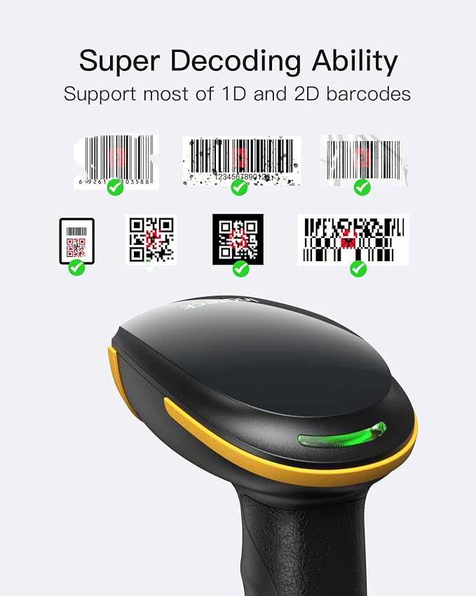 Inateck Bluetooth Barcode Scanner, 1D 2D QR Code Scanner Wireless - Image 2