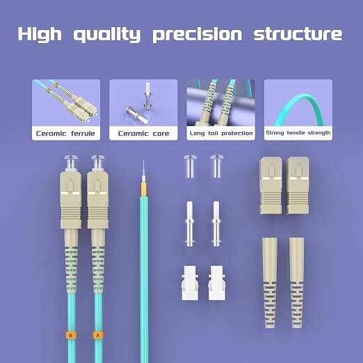 Fiber Patch Cable OM3 SC/UPC to ST/UPC 328ft/100meters, 10Gb/Gigabit MultiMode - Image 4
