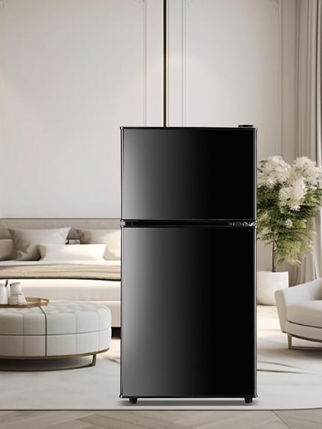 F.W.WOOLWORTHS 3.5 Cu.Ft Refrigerator with Freezer | Compact Fridge with 2 Doors for Office, Kitchen, Dorm and Bedroom, 7 Level Temp Adjustable Thermostat, Black - Image 8