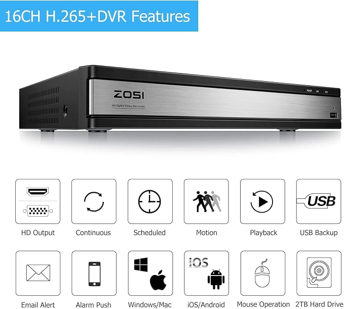 ZOSI 3K Lite 16 Channel Home Security Camera System, 8 x 1080P Indoor Outdoor - Image 3