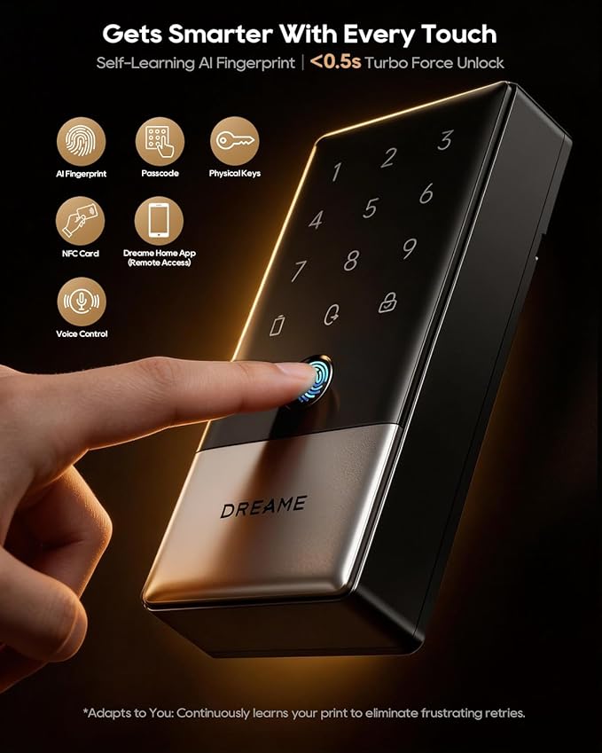 DREAME Wi-Fi Smart Door Lock for Front Door A10, Matter Over Thread, Works - Image 4