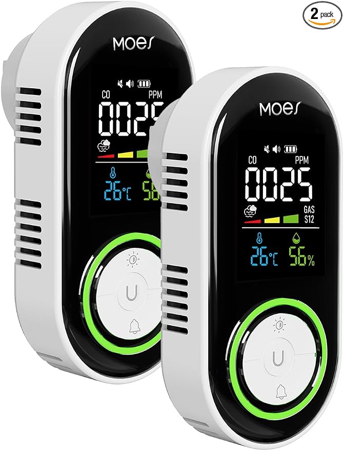 MOES 5in1 Plug-in S-moke G-as C-arbon M-onoxide D-etector Screen, methane by MOES+HEALTH