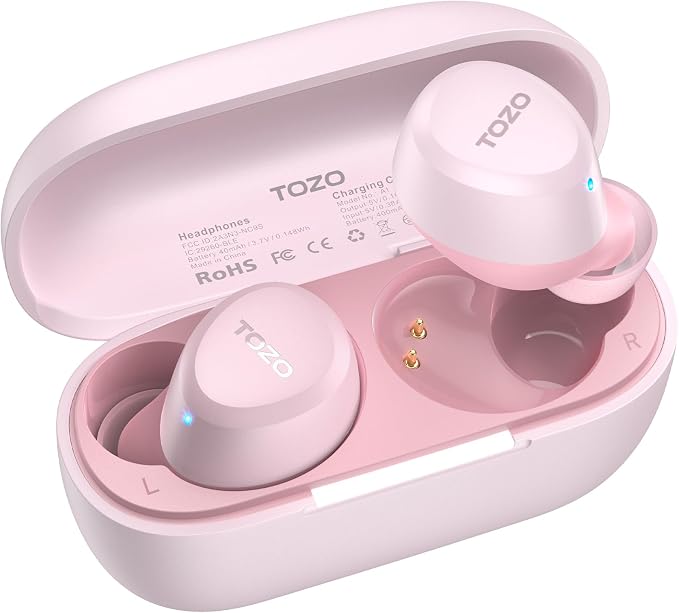 TOZO A1 Wireless Earbuds Bluetooth 5.3 Light Weight in Ear Headphones | IPX5 Waterproof, 2 Mics for AI Calls, Immersive Premium Sound Bass Ear buds with Charging Case, 32 Presets EQ via TOZO App by TOZO