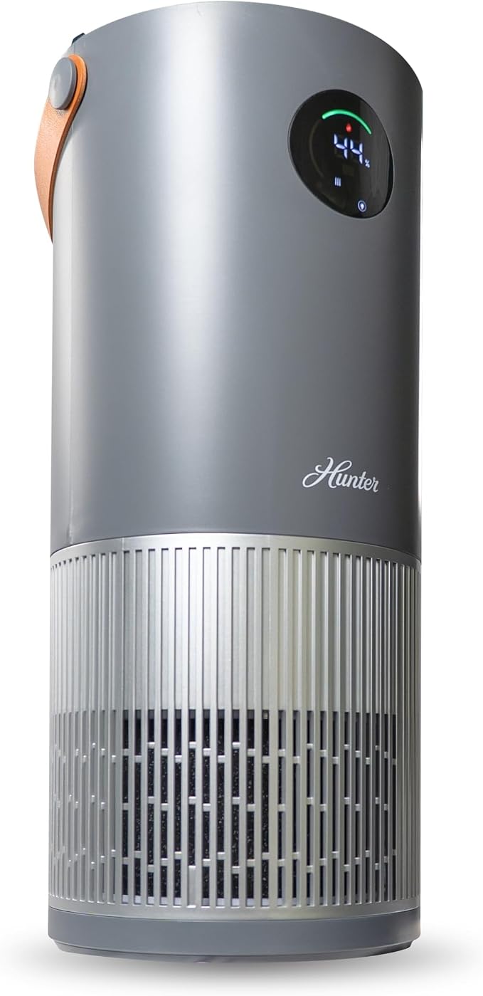 Hunter Fan Company Humidifier and Air Purifier In One, Advanced Filtration Air Purifiers for Home, Air Purifiers for Home Pets, Humidifiers for Bedroom and Humidifiers for Bedroom Baby, Grey/Silver by HunterFanCompany