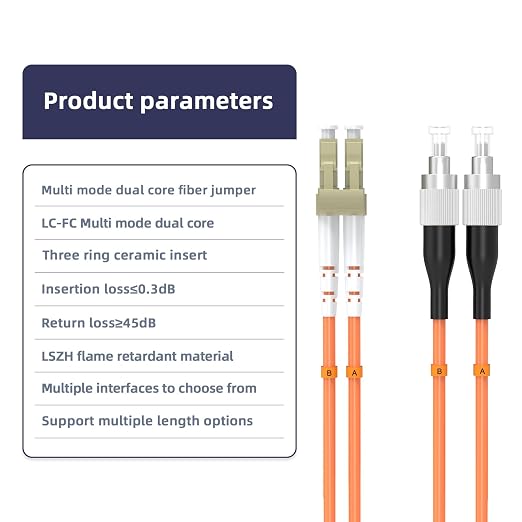 OM1 LC to FC Fiber Patch Cable, 35M/114.8FT Fiber Optic Jumper, 10GB Multimode - Image 4