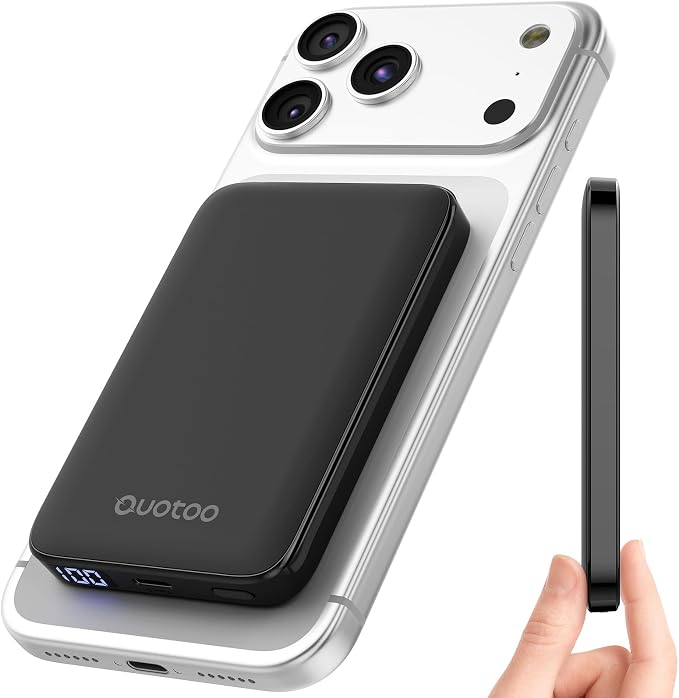 Ouotoo New for Magsafe Portable Charger,5000mAh Power Bank with Type-C 20W PD Fast Charging Travel, Lightweight and Slim, LED Display for Magsafe Battery Pack for iPhone 17/16/15/14/13/12 All Series by Ouotoo
