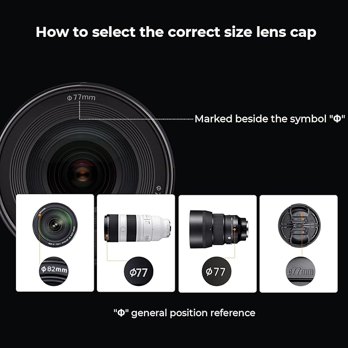K&F Concept 55mm Lens Cap, 9-in-1 Center Pinch Lens Cover + Anti-Loss Keeper - Image 2
