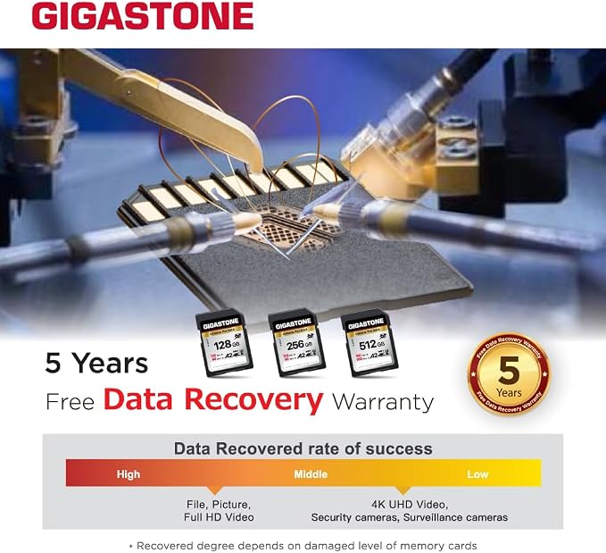 【5-Years Data Recovery】 GIGASTONE 256GB SD Card, 4K Camera Pro MAX, UHS-I A2 4K - Image 7