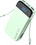 Portable Charger Power Bank 32000mAh with Built in Cables, PD3.0 USB C Fast Phone Charger, 5 Outputs LCD Display Travel Battery Pack Compatible with iPhone, Samsung All Cell Phones (Green) by LENGSUM