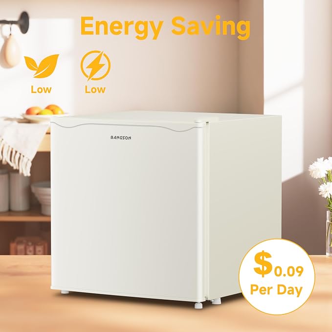 1.7 Cu.Ft Mini Fridge with Freezer,Cream White | Compact Single Door Refrigerator - Energy Saving, Low Noise - Perfect for Office, Apartment, Dorm, Bedroom - Image 5