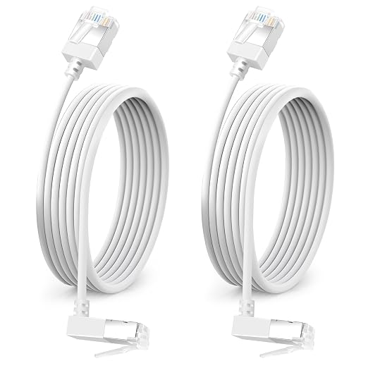90° Downward Angled Cat 6A Ethernet Ultra Slim Cable 6.6 Feet 2Pack, Flexible by DUTEVOLNS