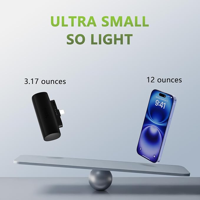 Miady 2-Pack 5000mAh Mini Portable Charger with Built-in Type C Connector, 5V 2.4A USB-C Output Fast Charging Small Power Bank Compatible with iPhone 17/16 Galaxy S24/S22 iPad (2 Black) - Image 5