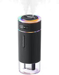 WSKEN Portable Small Humidifier for Bedroom - [Dual Nozzle Large Cool Mist] [Ambiance Lighting] [Car Smart On/Off] Ultrasonic Mini Personal Desk Air Humidifiers for Travel Office Baby Room,Black by SmartProtectionGreenerFuture