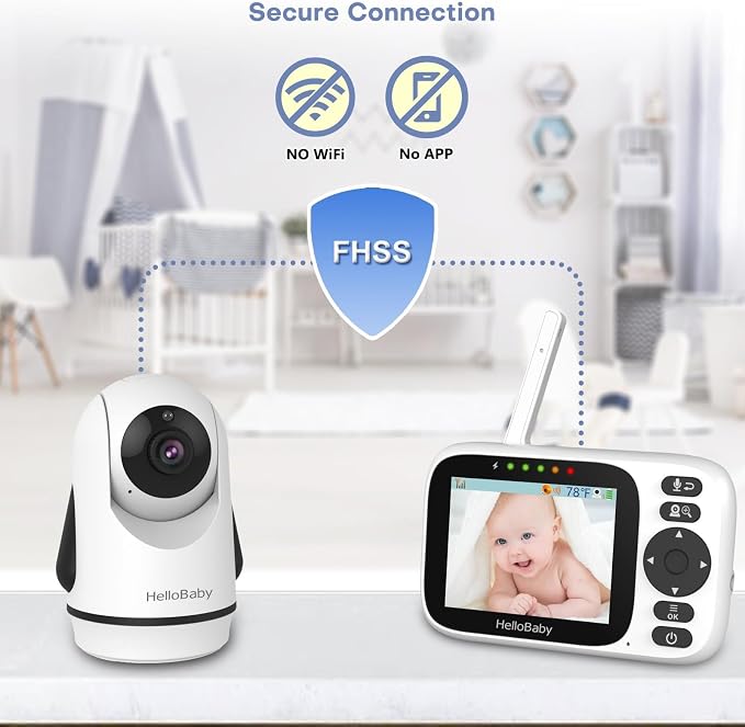 HelloBaby 3.2'' Baby Monitor 2 Cameras, Video Audio Baby Monitor No WiFi - Image 6