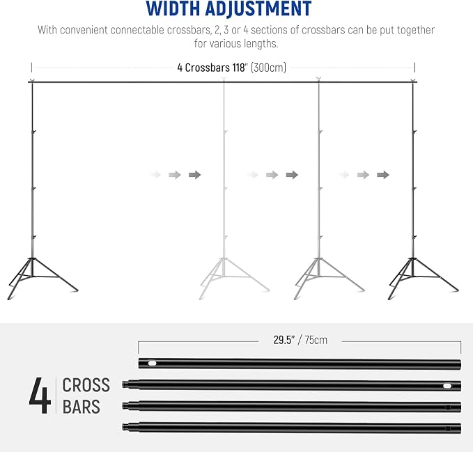 NEEWER 8.5x10ft Adjustable Backdrop Stand Kit, Photography Background Support - Image 3