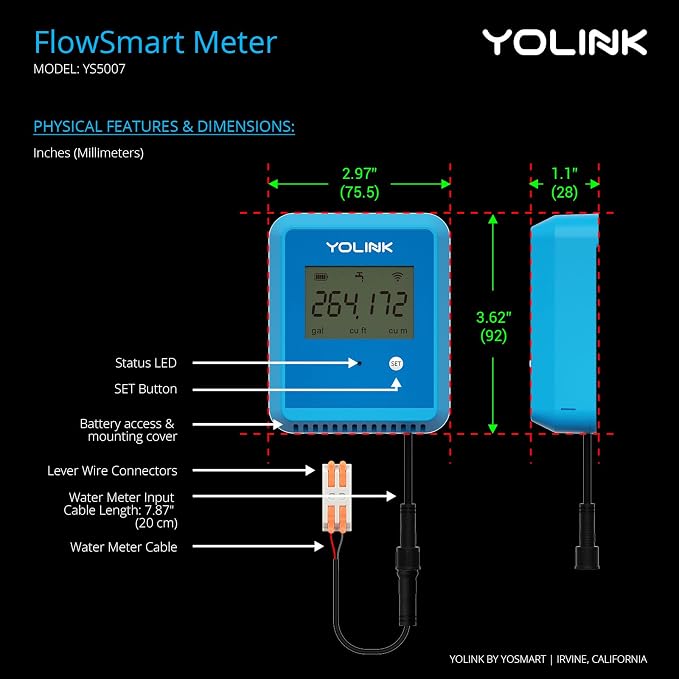 YoLink FlowSmart NSF Smart Water Monitor and Leak Detection: 1 Inch Advanced - Image 8