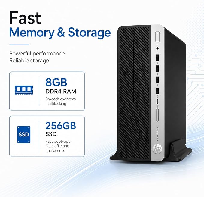 HP ProDesk 600 G5 SFF Slim Business Desktop Computer PC (Renewed) | Intel Core i5-9500, 8GB RAM, 256GB SSD, Wi-Fi, USB Ports, DisplayPort, RJ-45, Windows 11 Pro PC - Image 3