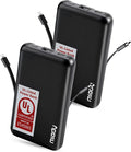 Miady 2-Pack UL Listed Small Portable Charger, 5000mAh Slim Power Bank Built-in 2 Cables Compatible with iPhone 17/16/15/14/13 Galaxy S24/S22 etc (2 Black) by Miady