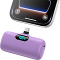 Mini Portable Charger 5000mAh Power Bank, 15w PD USB C Cell Phone Portable Power, LCD Display Battery Pack Compatible with Android Phone/Samsung Galaxy S22,S21/Note/Pixel/OnePlus 9 etc (Light Purple） by Feob