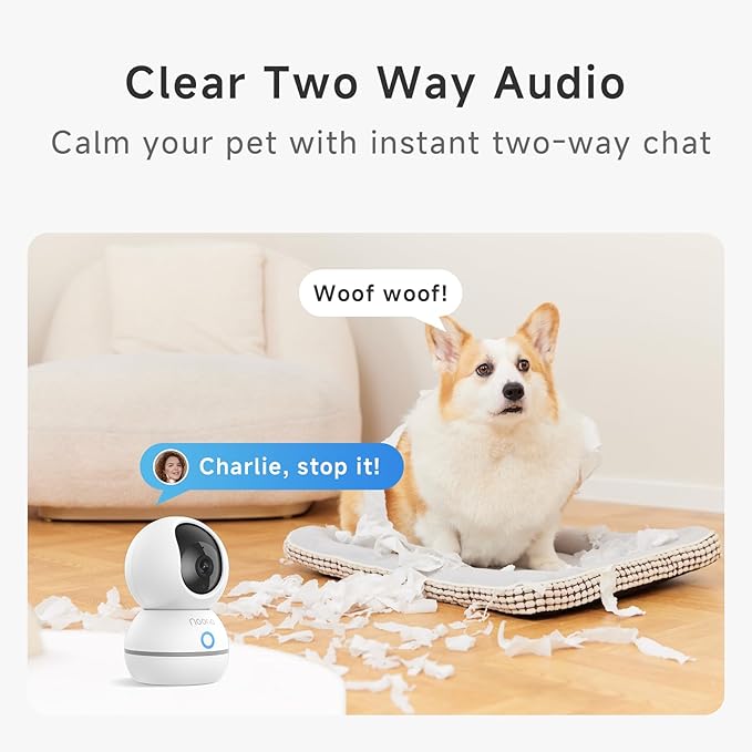 Noorio Security Camera Indoor, 4MP UHD Pet/Dog Camera 360-Degree - Image 5