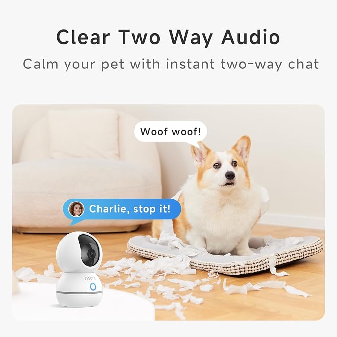 Noorio 2K Wired Security Camera Indoor, Pan/Tilt Pet Camera - Image 4