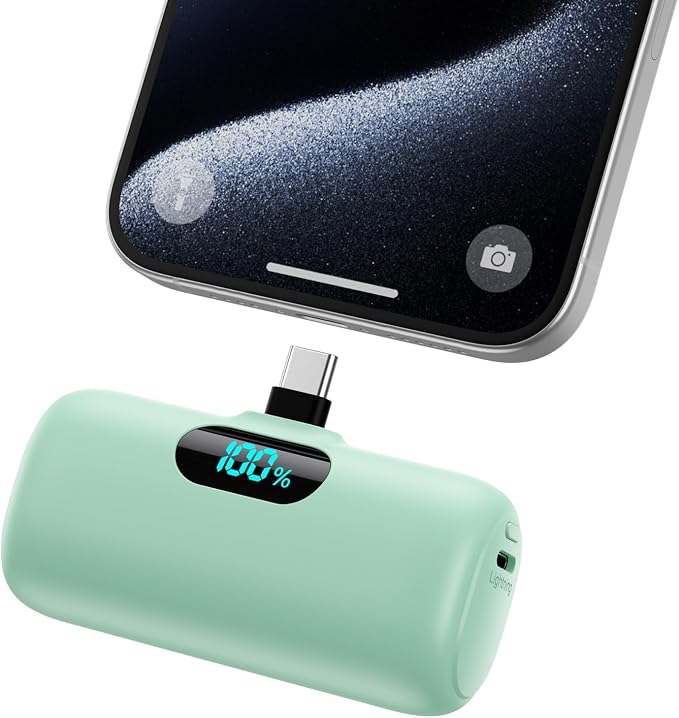 Mini Portable Charger USB C Power Bank,Upgraded 5000mAh PD Fast Charging Battery Pack Built-in USB-C Connector Travel Essential for iPhone17/17Pro/17Pro Max/Air/16 Plus/16Pro Max/15 Series,Android etc by HETP