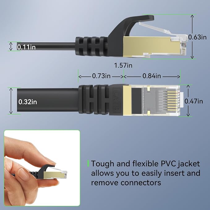 BUSOHE Cat 8 Ethernet Cable 75 FT, 40Gbps 2000MHz Cat8 High Speed Flat Internet - Image 6