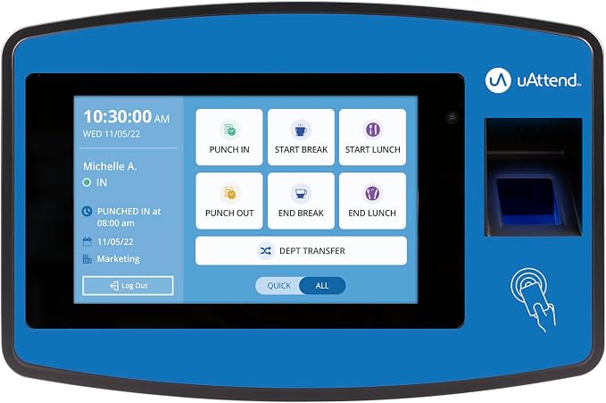 uAttend NX2500 Biometric Fingerprint, PIN Time Clock by uAttend