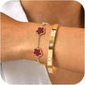 MPRAINBOW Womens Stackable Gold Bracelets Jewelry, 18K Gold Plated Floral by MPRAINBOW