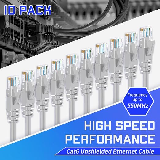 Cat6 Ethernet Cable 10 Feet 10 Pack Network RJ45 Cat6 Internet Patch Cable - Image 2