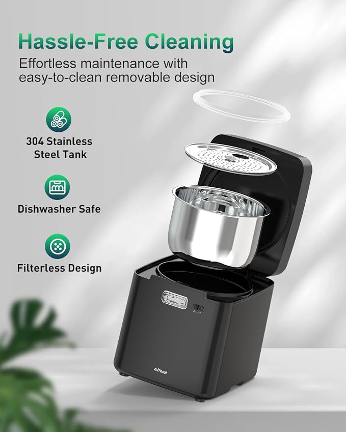 Mifasol Stainless Steel Humidifier, 3.3L Warm Mist Humidifiers for Bedroom, Easy Clean Steam Humidifiers for Home, Dishwasher Safe Humidifier Large Room, Black - Image 3