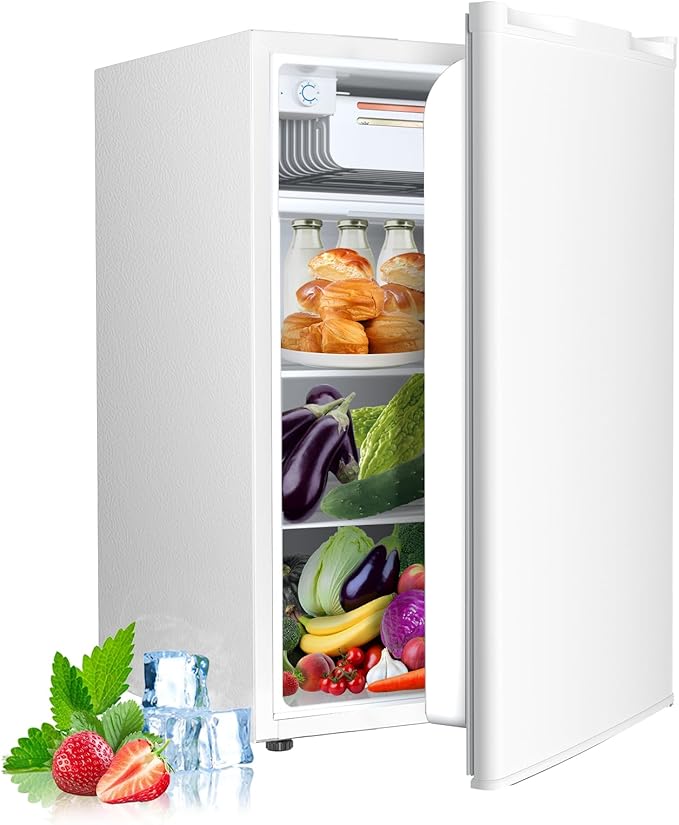 Electactic 4.5 Cu.ft Mini Fridge with Freezer, Compact Refrigerator with Reversible Single Door, Adjustable Thermostat, Low Noise, Energy Efficient for Office, Dorm, Bedroom, Apartment White by Electactic