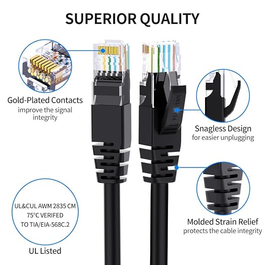 Cat 6 Ethernet Cable 20 ft Network RJ45 Unshielded Cat6 Patch Cable Internet - Image 3