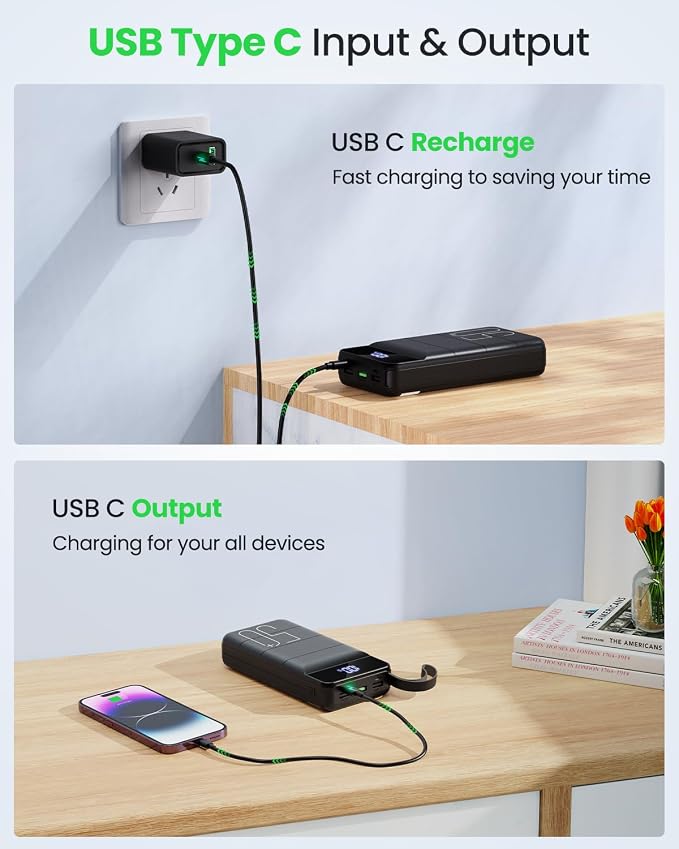 Power Bank Fast Charging 50000mAh - 22.5W Portable Charger USB C Quick Charge with 4 Outputs & 3 Inputs LED Display Huge Capacity External Battery Pack for iPhone, Samsung, iPad etc Black - Image 6