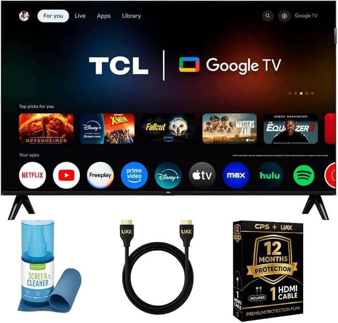 TCL 32Q3KKIT1 32 inch Q3K Series 1080P FHD QLED Smart TV Bundle HDR10, Google TV, Bluetooth Audio, Bezel-Le by TCL
