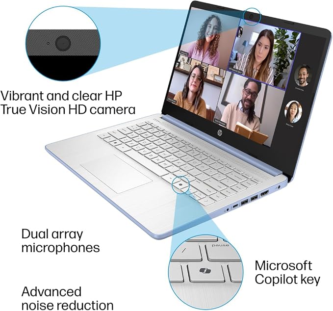 HP 2026 Laptop, 1 Year Office 365&AI-Copilot, 128GB UFS with 500GB Ext HDD | Win 11 Home S, Intel Processor CPU, Wi-Fi 6, HD Camera, Long Battery Life & Ultra Light, For Students & Business, Frost Blue - Image 7