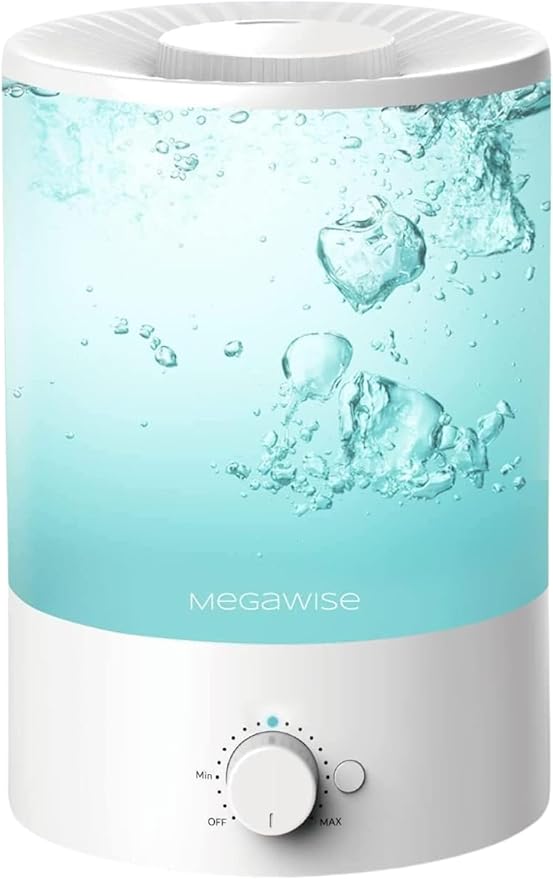 MegaWise 3.5L Cool Mist Humidifier – Whisper-Quiet Ultrasonic Vaporizer for Baby Nursery, Bedroom & Office | Top-Fill Design, Essential Oil Diffuser, Easy to Clean, 7-Color Night Light, Auto Shut-Off by MEGAWISE