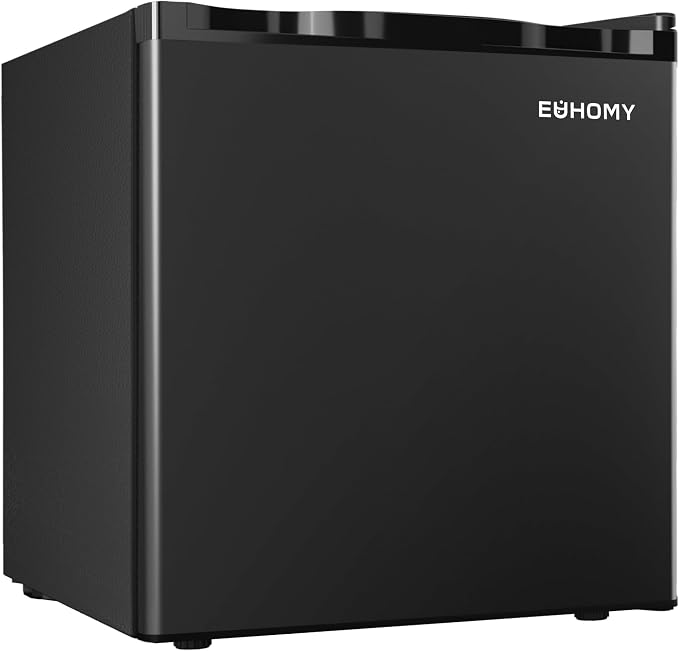 EUHOMY 1.7 Cu.Ft Mini Fridge, Reversible Single Door Compact Refrigerator, Adjustable Thermostat, Energy Saving, Mini Fridge for Bedroom, Office, Dorm, Black by EUHOMY