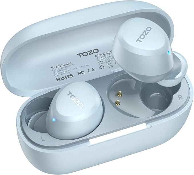 TOZO A1 Wireless Earbuds Bluetooth 5.3 Light Weight in Ear Headphones | IPX5 Waterproof, 2 Mics for AI Calls, Immersive Premium Sound Bass Ear buds with Charging Case, 32 Presets EQ via TOZO App by TOZO